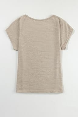 image-Smoke Gray Batwing Sleeve Casual Tee - Button Detail, Versatile