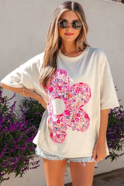 image-Jet Stream Floral Patched Oversized Tee