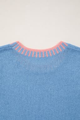 image-Sky Blue Contrast Trim Sleeveless Sweater