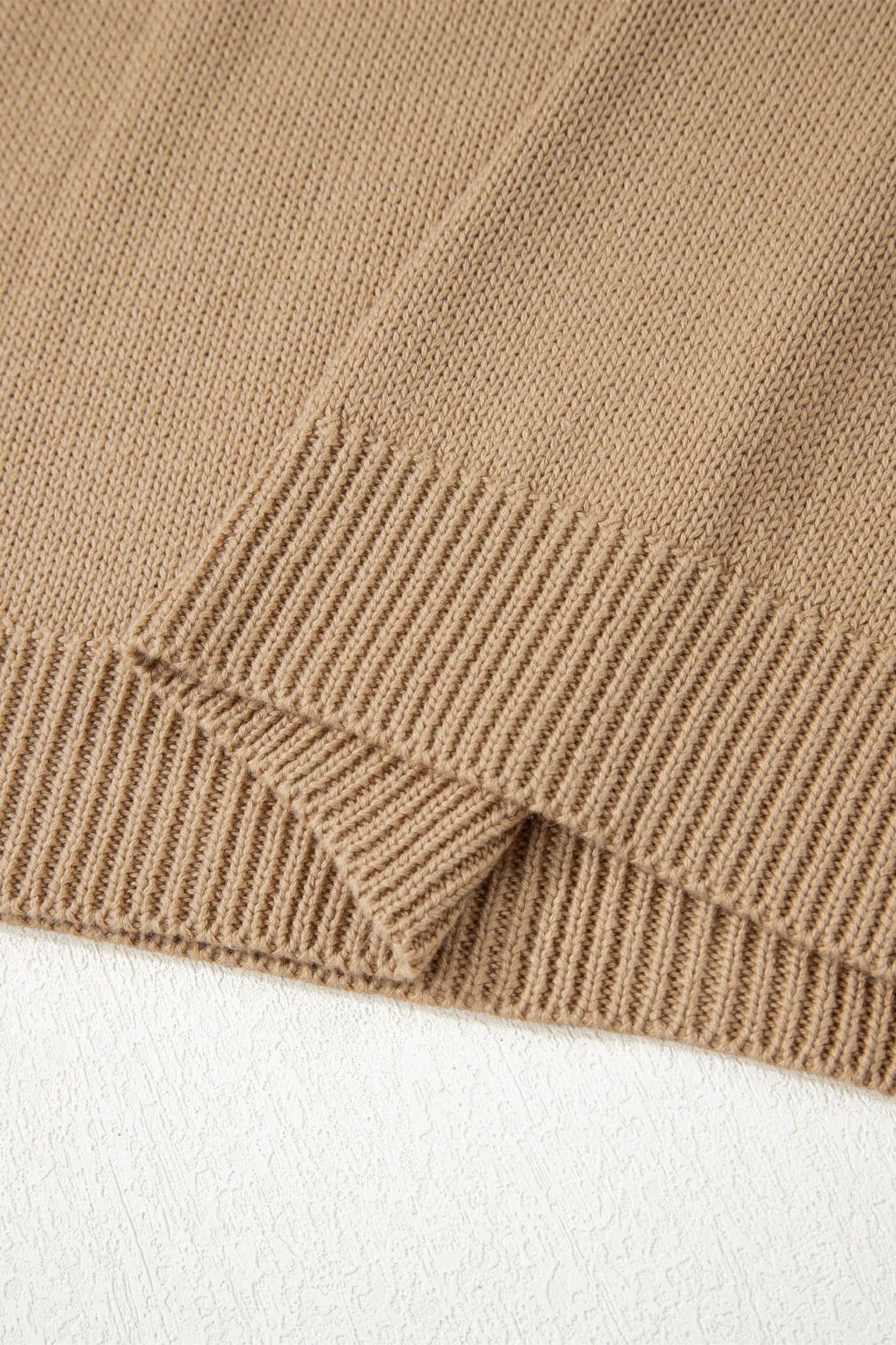 image-Pale Khaki Exposed Seam Drop Shoulder Oversize Sweater Mini Dress