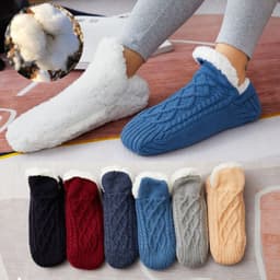 image-Winter Woolen Socks Women Thicken Warm Home Bedroom Socks Slippers Men Non-slip Foot Warmer Snow Socks Calcetines Mujer