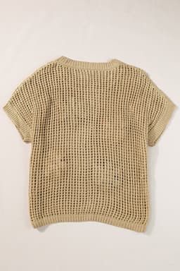 image-White Crochet Flower Hollow-out Sweater T-Shirt