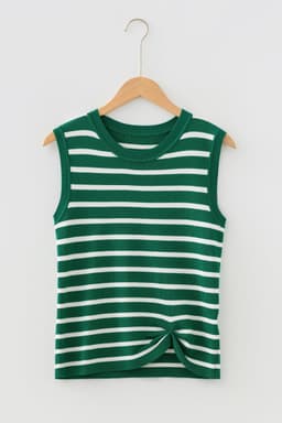 image-Green Stripe Crew Neck Sleeveless Sweater Vest