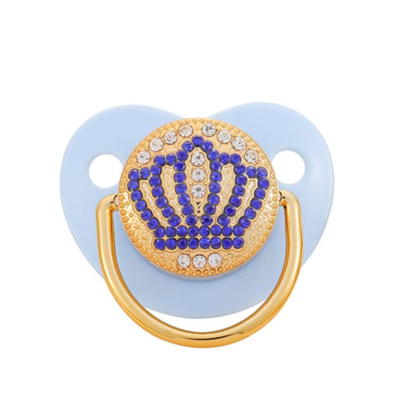 image-0-18 Months Luxury Crown Diamond Baby Bling Bling Pacifier Infant Soother Newborn Baby Boy Girl For Shower Gift Chupete