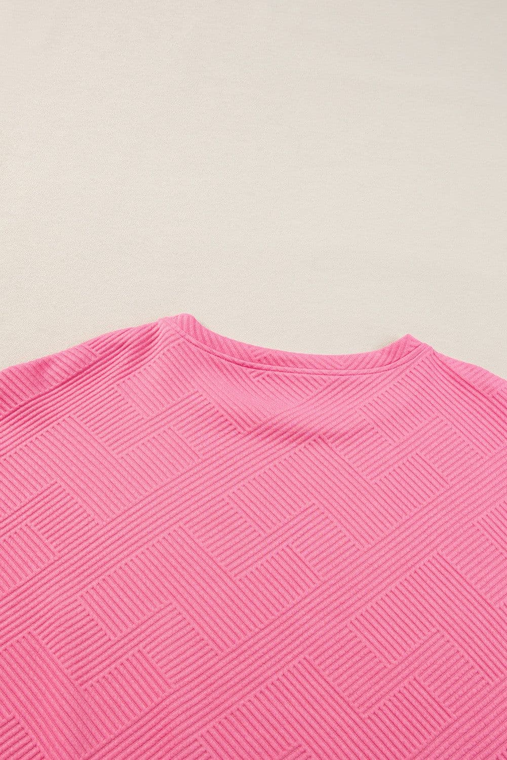 image-Strawberry Pink Textured Loose Fit T Shirt and Drawstring Pants Set