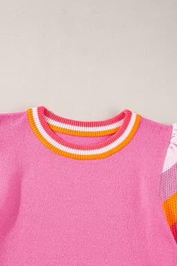 image-Turquoise Flutter Sleeve Knit Sweater