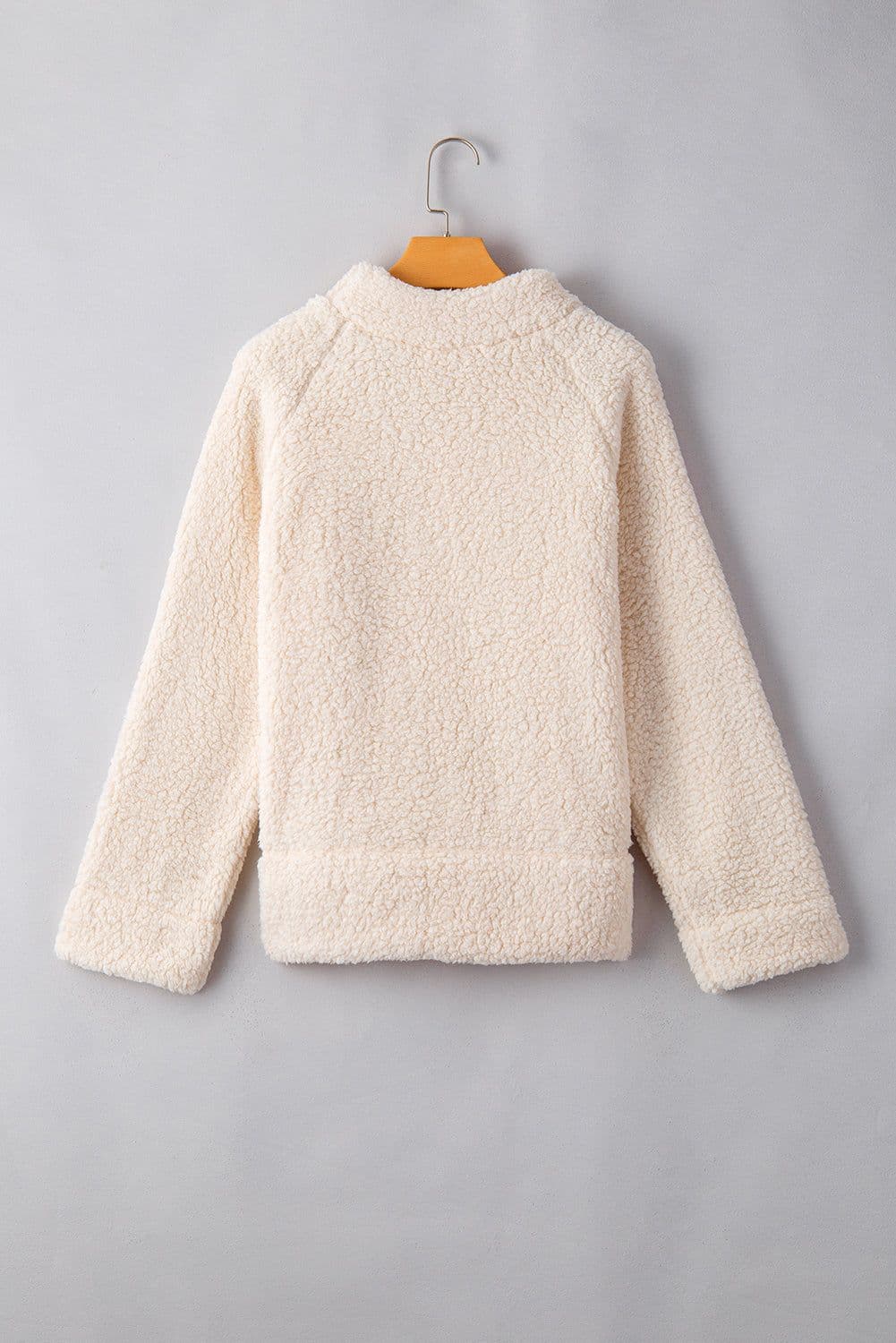 image-Fleece High Neck Drop Shoulder Pullover Sweatshirt - White