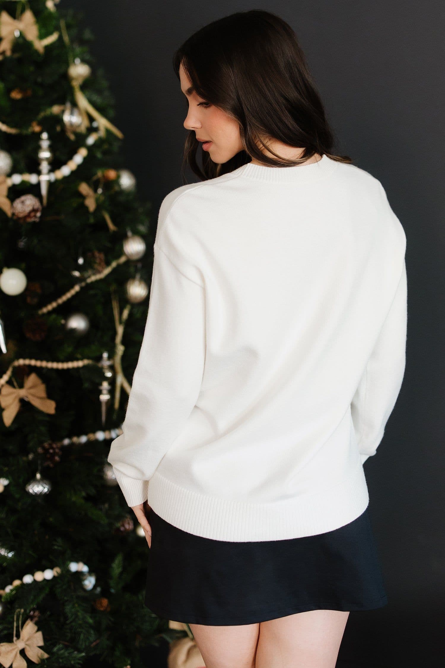 image-Beige Holly Jolly Christmas Knit Sweater
