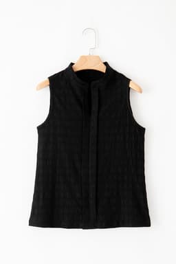image-Black Lattice Split Neck Tank Top