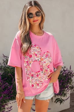 image-Jet Stream Floral Patched Oversized Tee