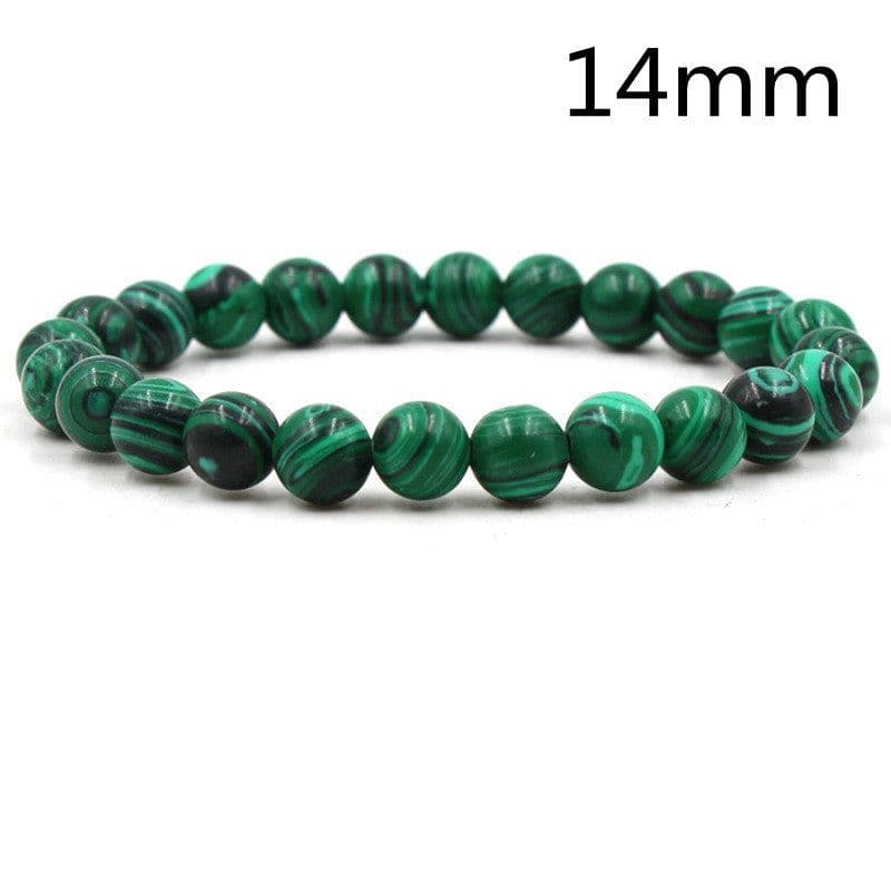 image-Classic Black Matte Green Malachite Bracelets Suitable Women Men Elastic Strand Jewelry