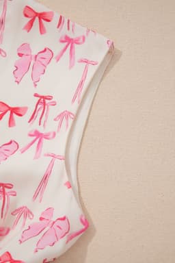 image-Pink Full Zip Cinched Waist Sleeveless Bow Mini Dress