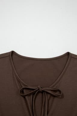 image-Coffee Plus Size Solid Color Bow Tie Peplum Tank Top