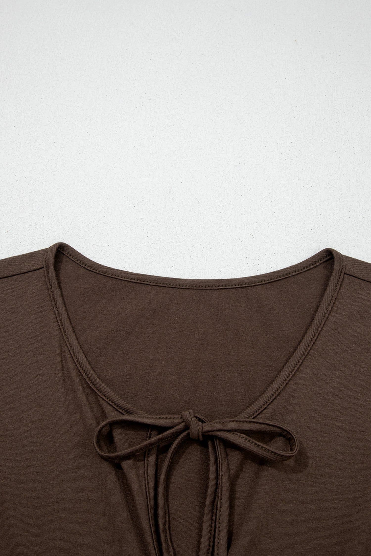 image-Coffee Plus Size Solid Color Bow Tie Peplum Tank Top