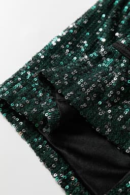 image-Evergreen Glitter Sequin Open Front Long Sleeve Top
