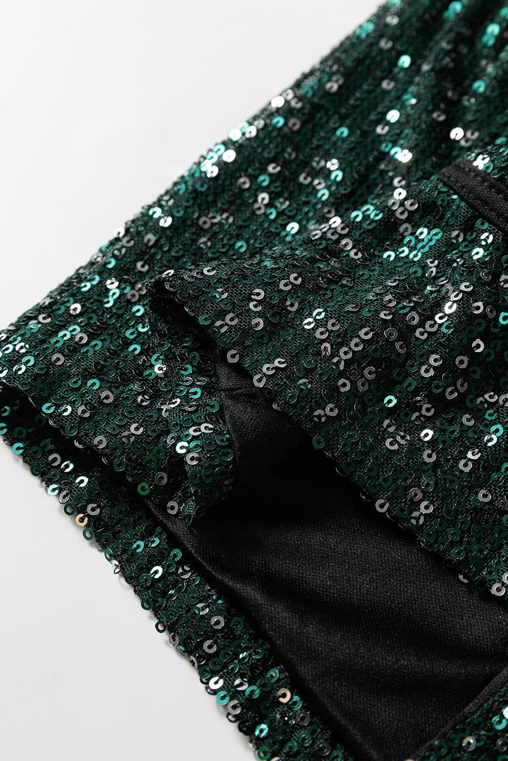 image-Evergreen Glitter Sequin Open Front Long Sleeve Top
