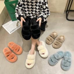 image-Fuzzy Slippers Women House Shoes Fluffy Bedroom Slippers