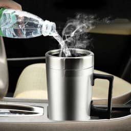 image-Stainless Steel Vehicle Heating Cup Heat Insulation Electric Car Kettle Camping Travel Kettle Water Coffee Thermal Mug