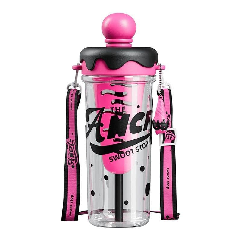 image-Portable Lanyard Strap Plastic Cup Large Capacity Tea Water Separation Water Cup