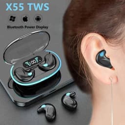 image-Mini Invisible Sleep Wireless Earphone Bluetooth 5.0 Hidden Earbuds IPX5 Waterproof Noise Cancelling Touch Control Headphone X55