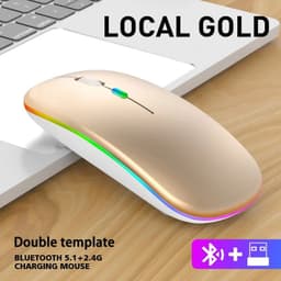 image-Wireless Mouse Bluetooth and 2.4GHz Dual Modes Rechargeable RGB Ergonomic Silent Click for PC iPad Laptop Cell Phone TV