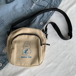 image-Cute Rabbit Canvas Women Small Crossbody Bag Casual Student Girls Messenger Bags Vintage Ladies Phone Purse Handbag Shoulder Bag
