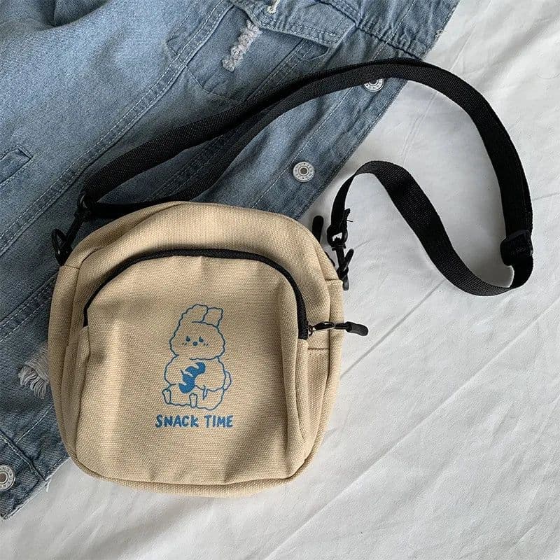 image-Cute Rabbit Canvas Women Small Crossbody Bag Casual Student Girls Messenger Bags Vintage Ladies Phone Purse Handbag Shoulder Bag