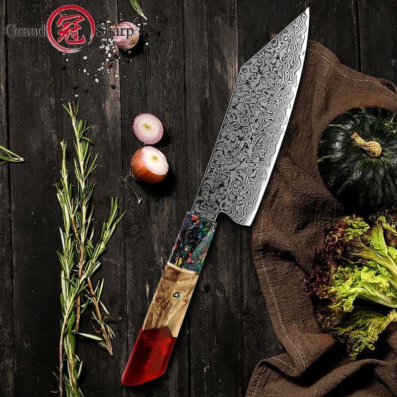 image-Damascus Stainless Steel Chef Knife 13.7cm Blade