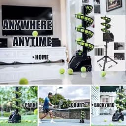 image-Portable Auto Swing 3 Angles 4 Speeds Adjustable Pickleball Tennis Ball Launcher Machine for Indoors Outdoors Practice