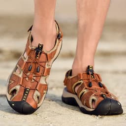 image-Summer Sports Sandal Closed Toe Beach Trekking Shoes for Man Outdoor Large Size Leather Hiking Sandals