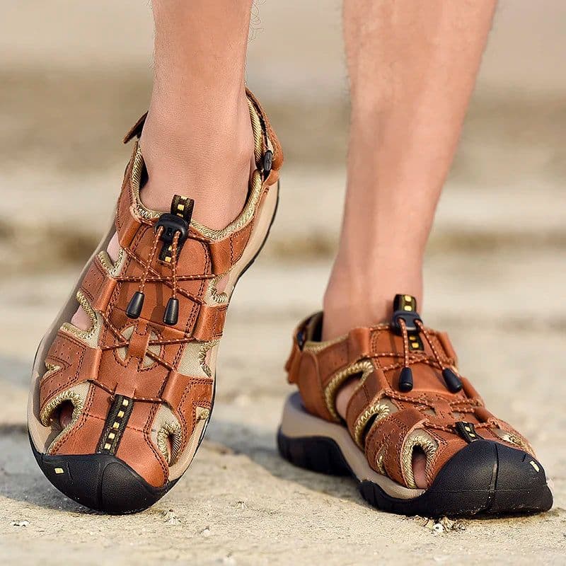 image-Summer Sports Sandal Closed Toe Beach Trekking Shoes for Man Outdoor Large Size Leather Hiking Sandals