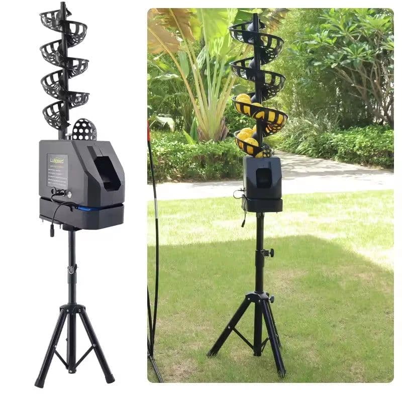 image-Portable Auto Swing 3 Angles 4 Speeds Adjustable Pickleball Tennis Ball Launcher Machine for Indoors Outdoors Practice