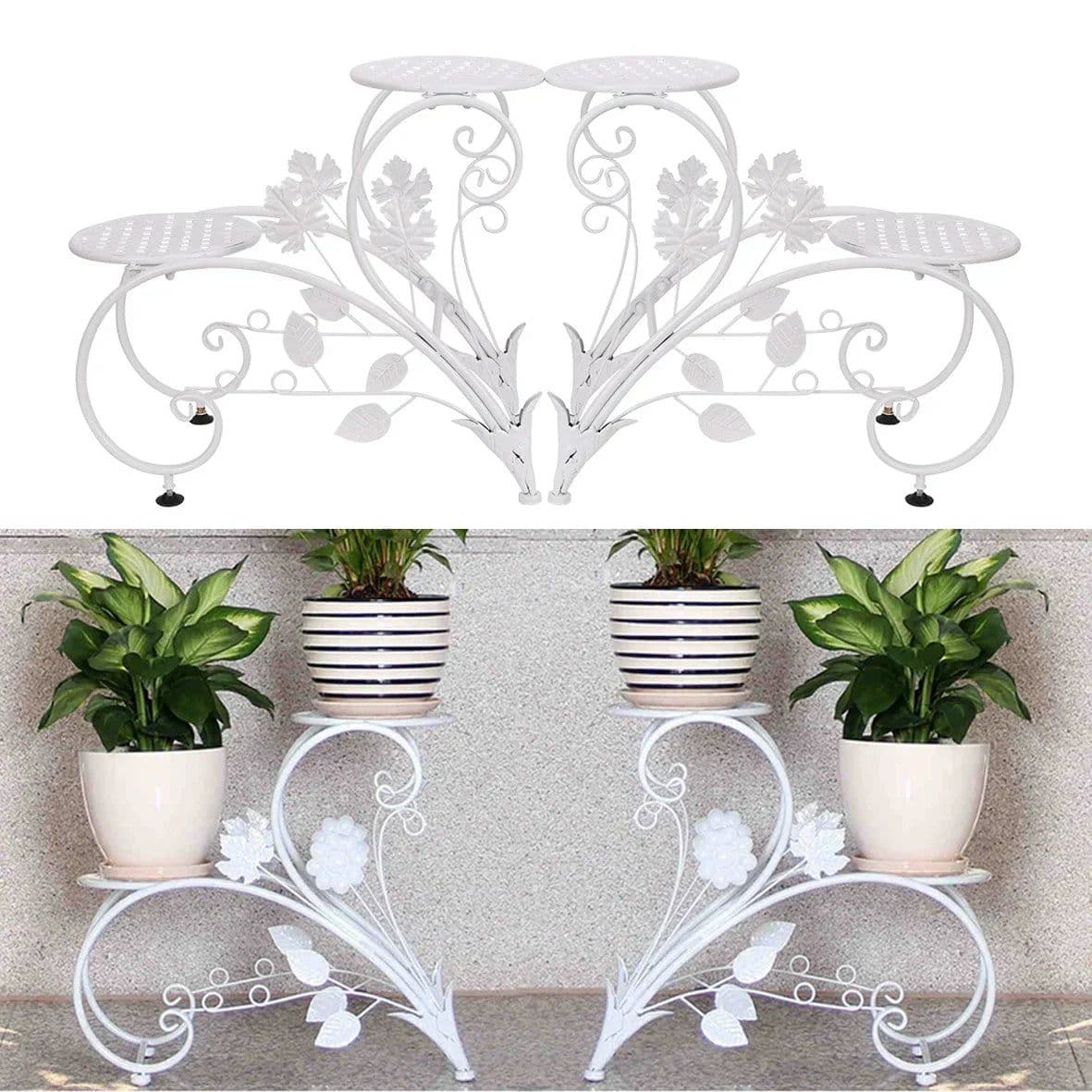 image-Classic Tall Plant Stand - Art Flower Pot Holder Rack