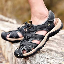 image-Summer Sports Sandal Closed Toe Beach Trekking Shoes for Man Outdoor Large Size Leather Hiking Sandals