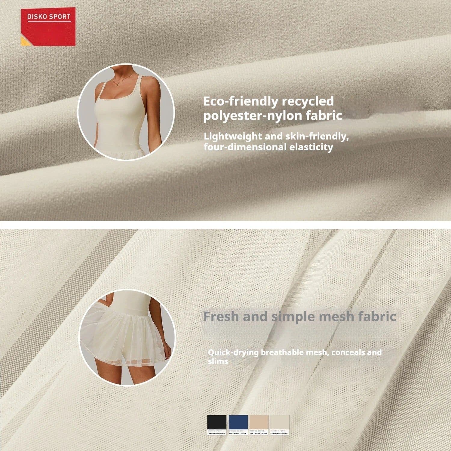 image-Eco-Friendly Recycled Fabric Tennis Wear - Volleyball Golf Skort for Padel Pickleball Dress- Stretchy Tennis Dress