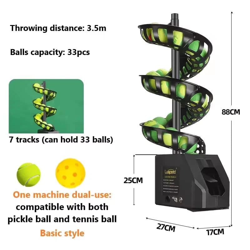 image-Portable Auto Swing 3 Angles 4 Speeds Adjustable Pickleball Tennis Ball Launcher Machine for Indoors Outdoors Practice