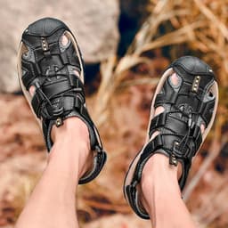 image-Summer Sports Sandal Closed Toe Beach Trekking Shoes for Man Outdoor Large Size Leather Hiking Sandals