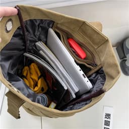 image-Canvas Travel Backpack with Bucket Design Khaki