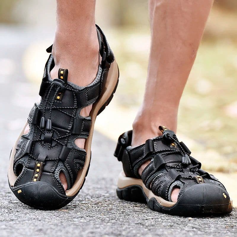image-Summer Sports Sandal Closed Toe Beach Trekking Shoes for Man Outdoor Large Size Leather Hiking Sandals