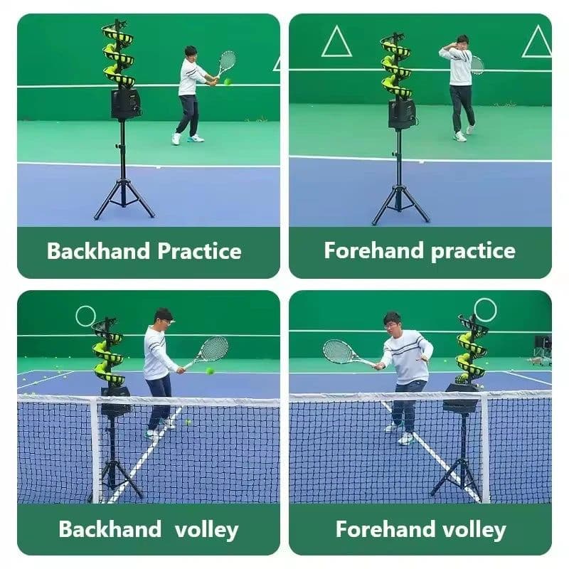 image-Portable Auto Swing 3 Angles 4 Speeds Adjustable Pickleball Tennis Ball Launcher Machine for Indoors Outdoors Practice