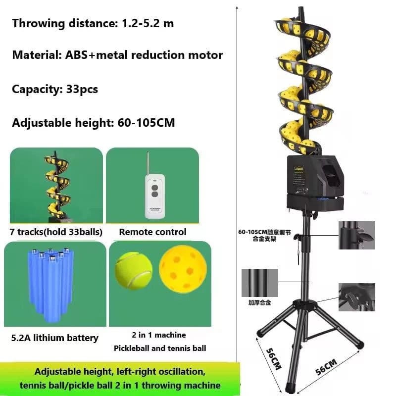 image-Portable Auto Swing 3 Angles 4 Speeds Adjustable Pickleball Tennis Ball Launcher Machine for Indoors Outdoors Practice
