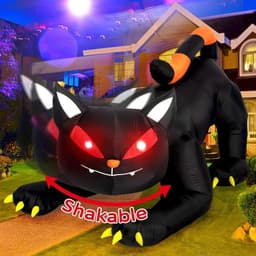 image-Halloween Inflatable Black Cat with LED Lights