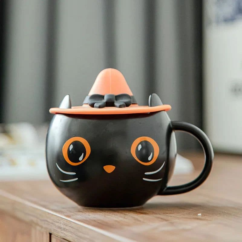 image-Personalized Cute Limited Edition Mysterious Black Cat Cup Halloween Coffee Mug Tea Cup Gifts For Family Couples And Friends Mug