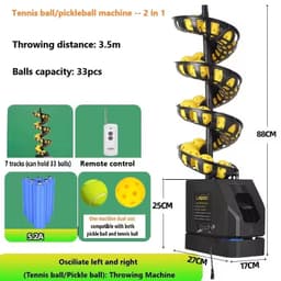 image-Portable Auto Swing 3 Angles 4 Speeds Adjustable Pickleball Tennis Ball Launcher Machine for Indoors Outdoors Practice