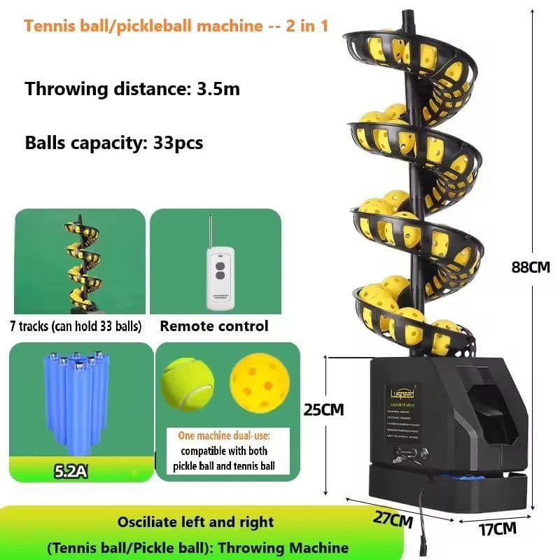 image-Portable Auto Swing 3 Angles 4 Speeds Adjustable Pickleball Tennis Ball Launcher Machine for Indoors Outdoors Practice