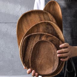 image-Detomate Acacia Irregular Dinner Plate Wooden Plate Dessert Tray Creative Plate Wooden Cold Vegetable Plate
