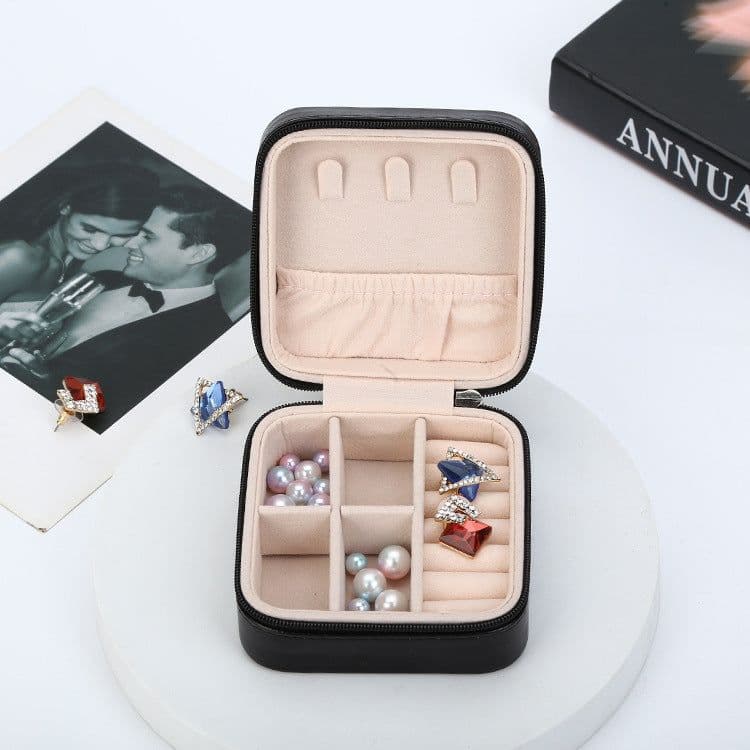 image-Manufacturers spot PU leather portable jewelry box earrings earrings necklace ring storage box jewelry box