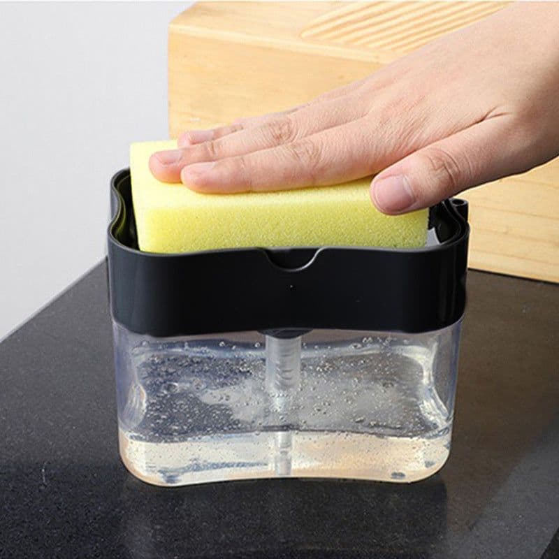 image-Automatic liquid box, scouring pad, dishwashing brush, soap liquid box, direct sales creative kitchen brush, detergent liquid dispenser, push type