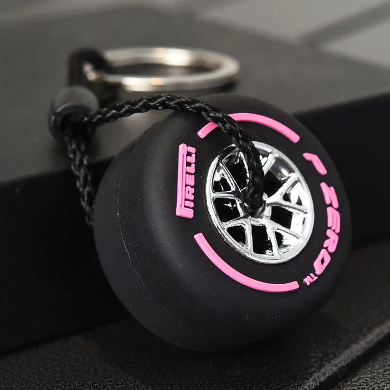 image-Cross-border soft rubber small tire keychain, personalized double-sided LOGO tire keychain with wheels, accessories, small gifts