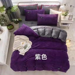 image-Thick coral fleece four-piece flannel double-sided fleece duvet cover winter crystal fleece plus fleece bed magic fleece